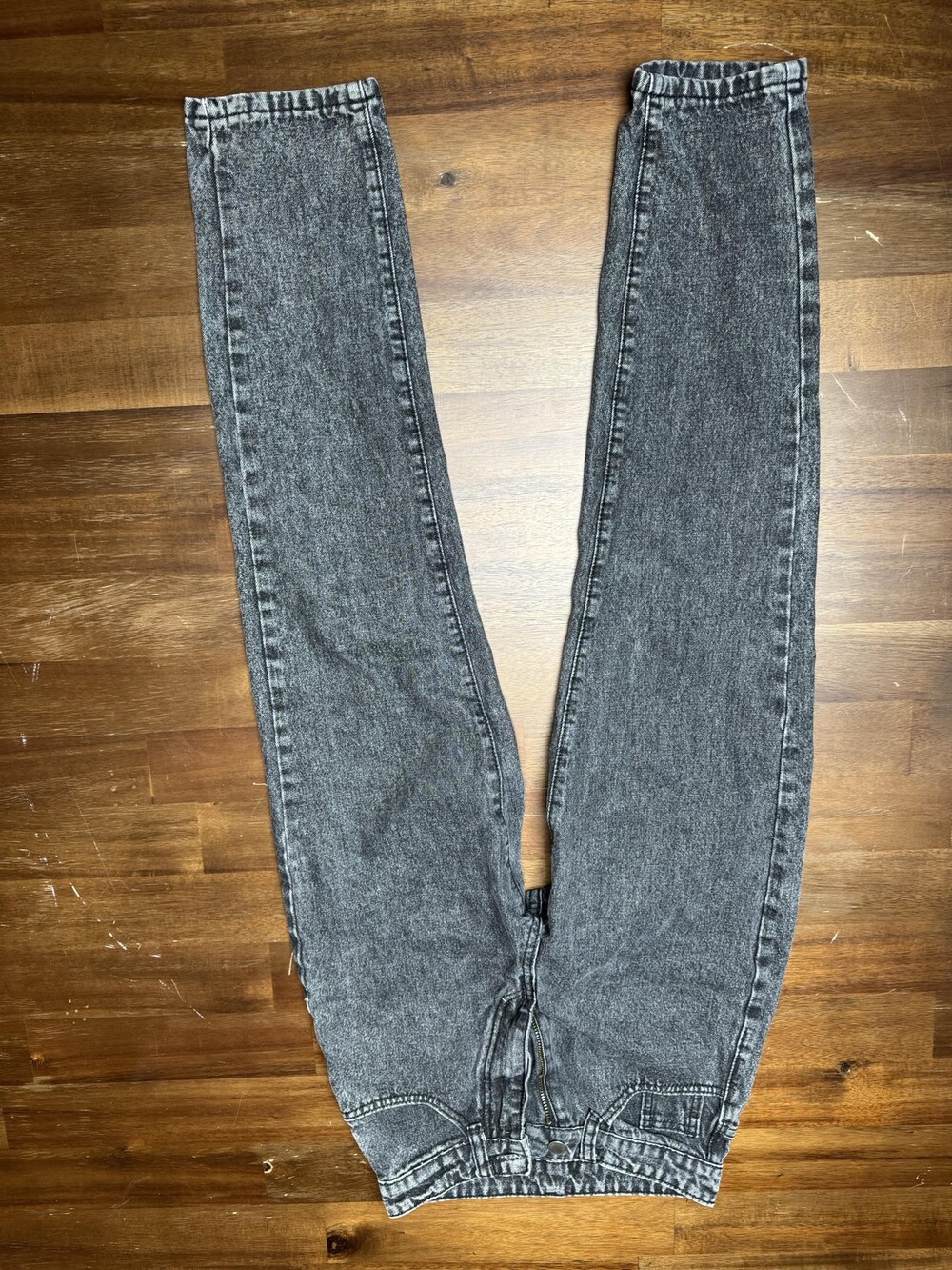 SHEIN Jeans Womens XS Black Gray Acid Wash High Rise Tapered 5 Pocket Denim